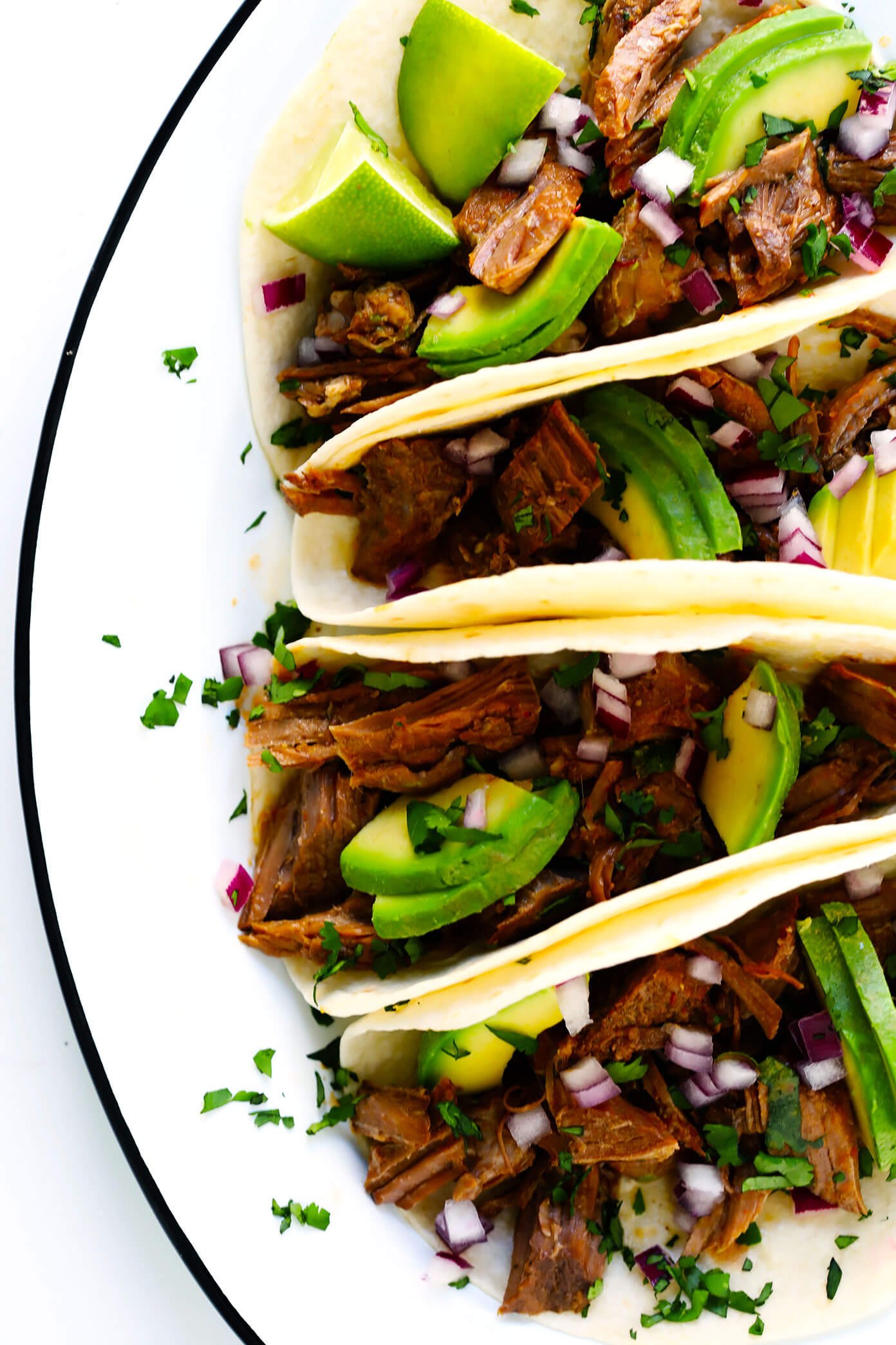 Instant Pot Barbacoa Beef Tacos with Avocado