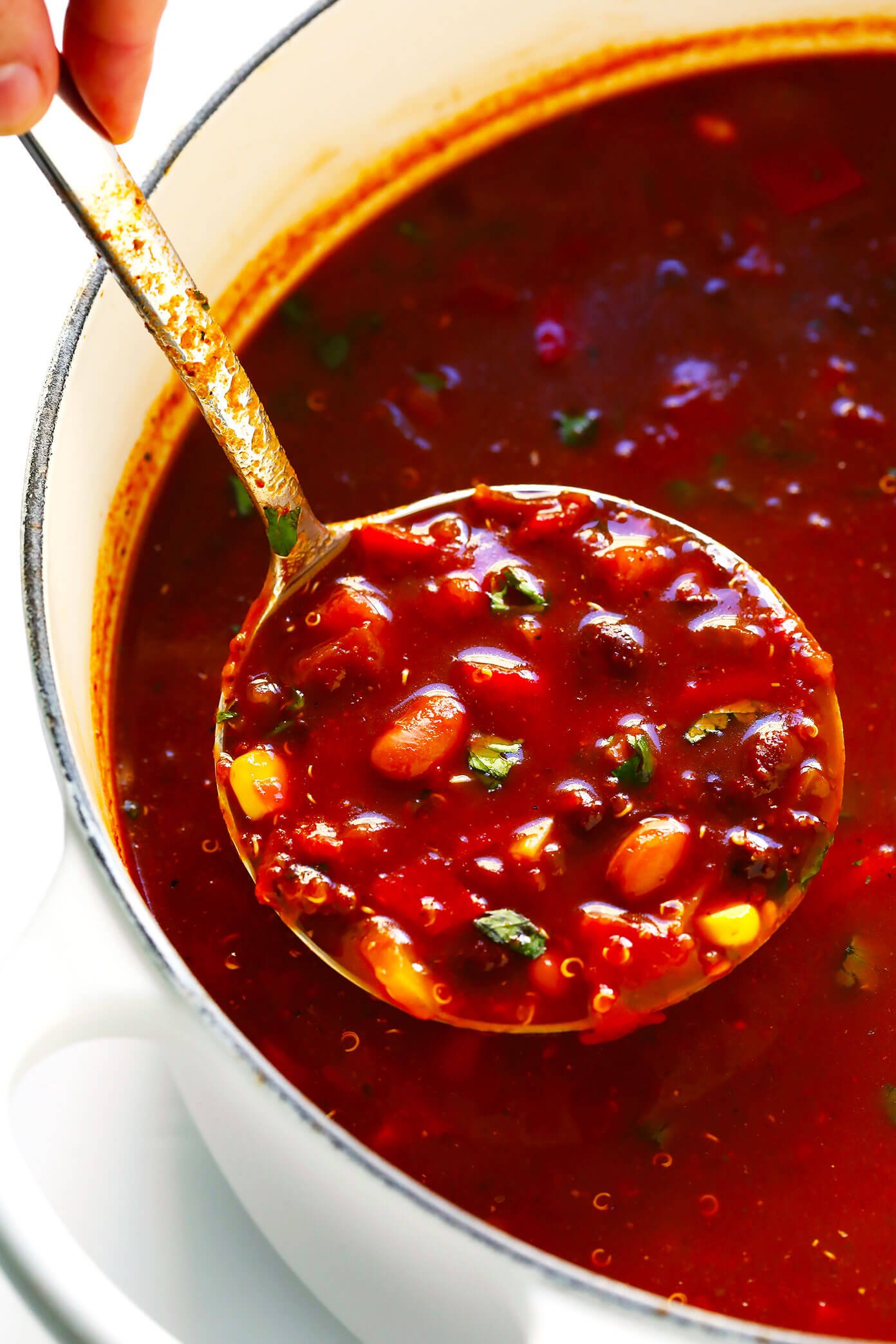 Crockpot Spicy Vegetarian Tortilla Soup with Quinoa. - Half Baked