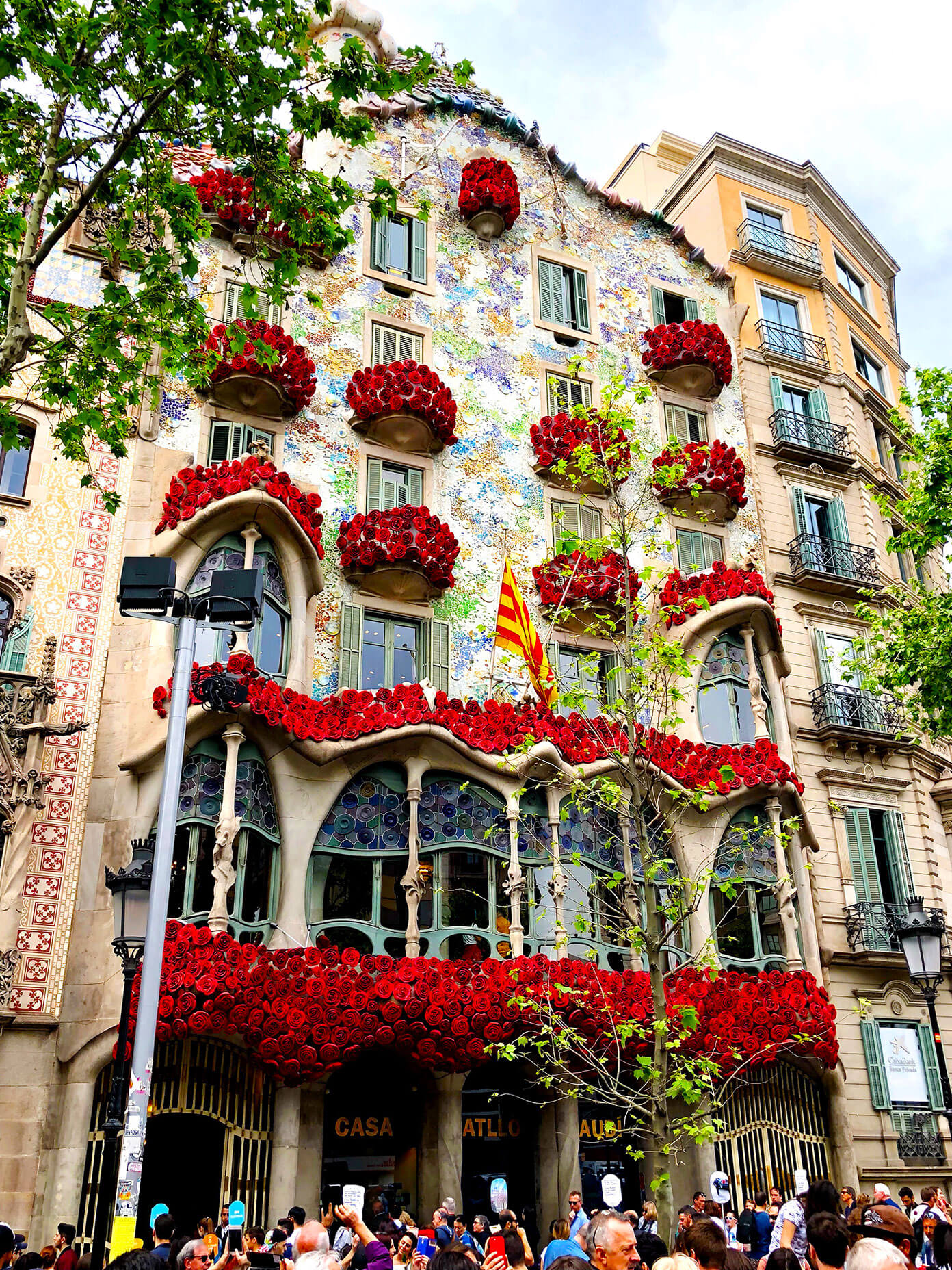 Casa Battlo in Barcelona on Sant Jordi Day