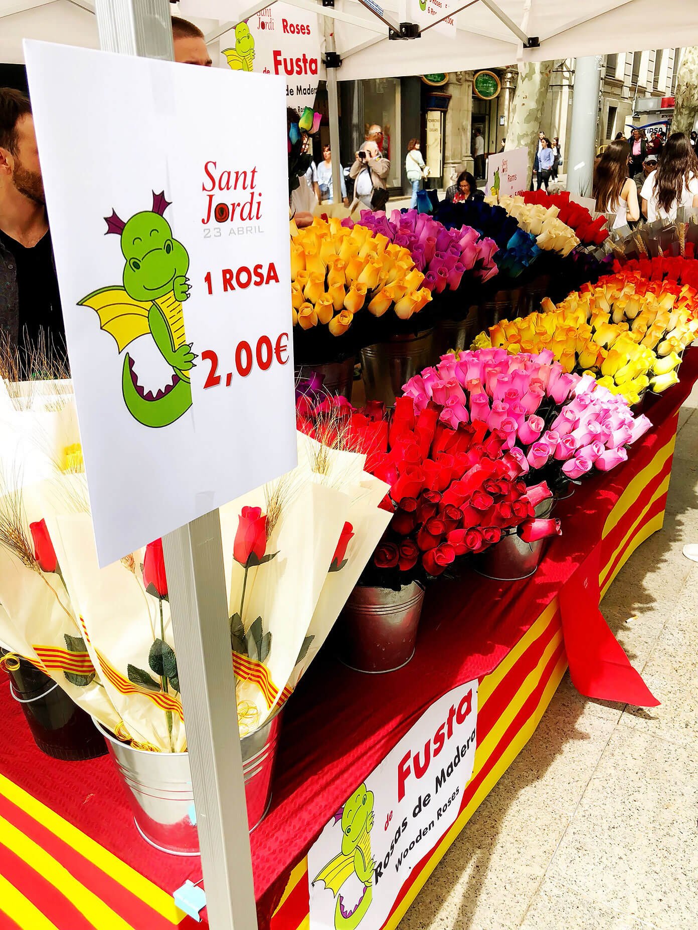 Roses for Sant Jordi in Barcelona