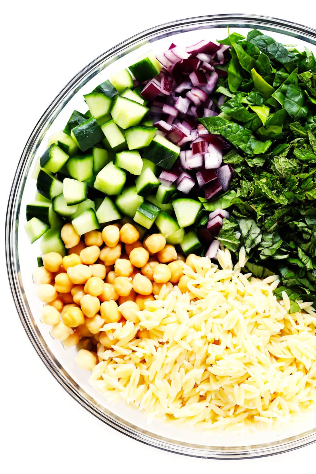 Lemon Orzo Pasta Salad Ingredients