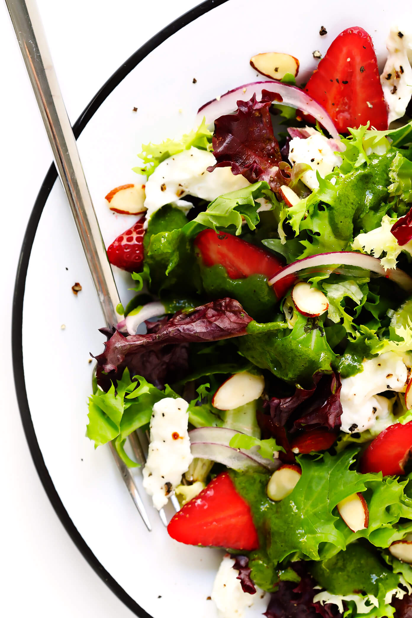 Strawberry Salad with Burrata and Basil Vinaigrette