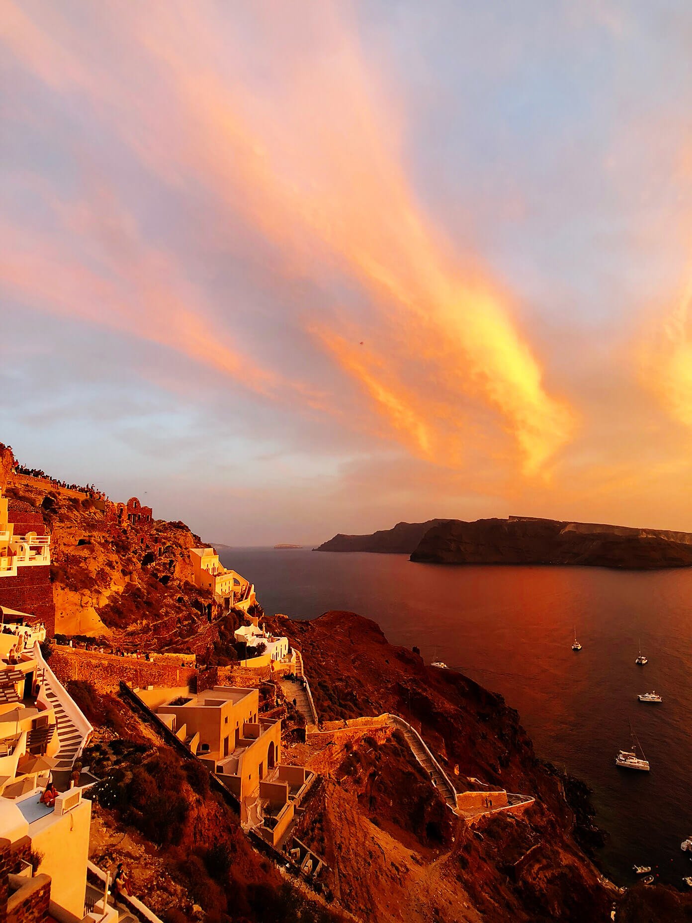 Fiery Sunset Views in Oia Santorini Greece