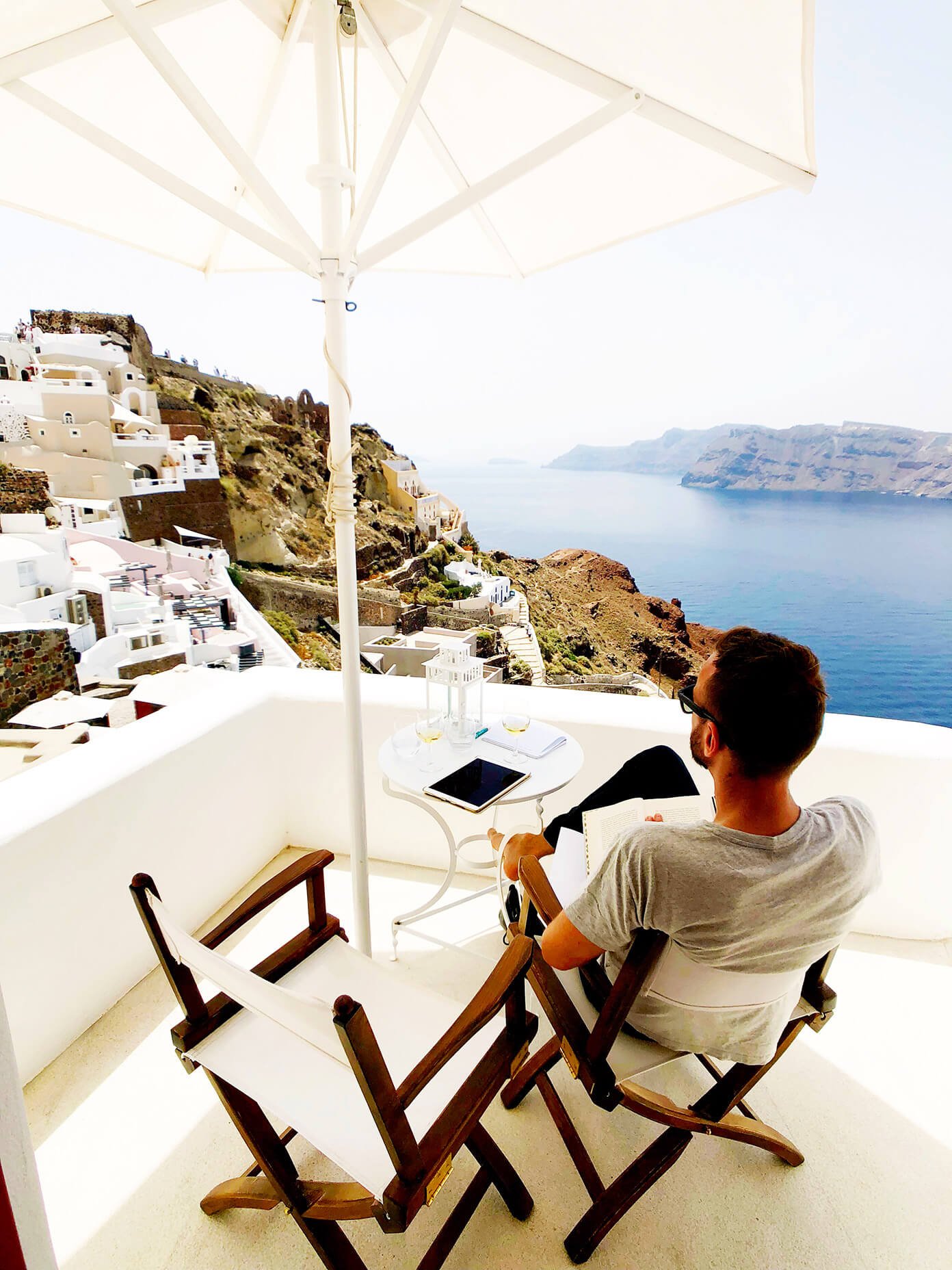 Hotel Balcony at Oia Mare Villas in Santorini Greece