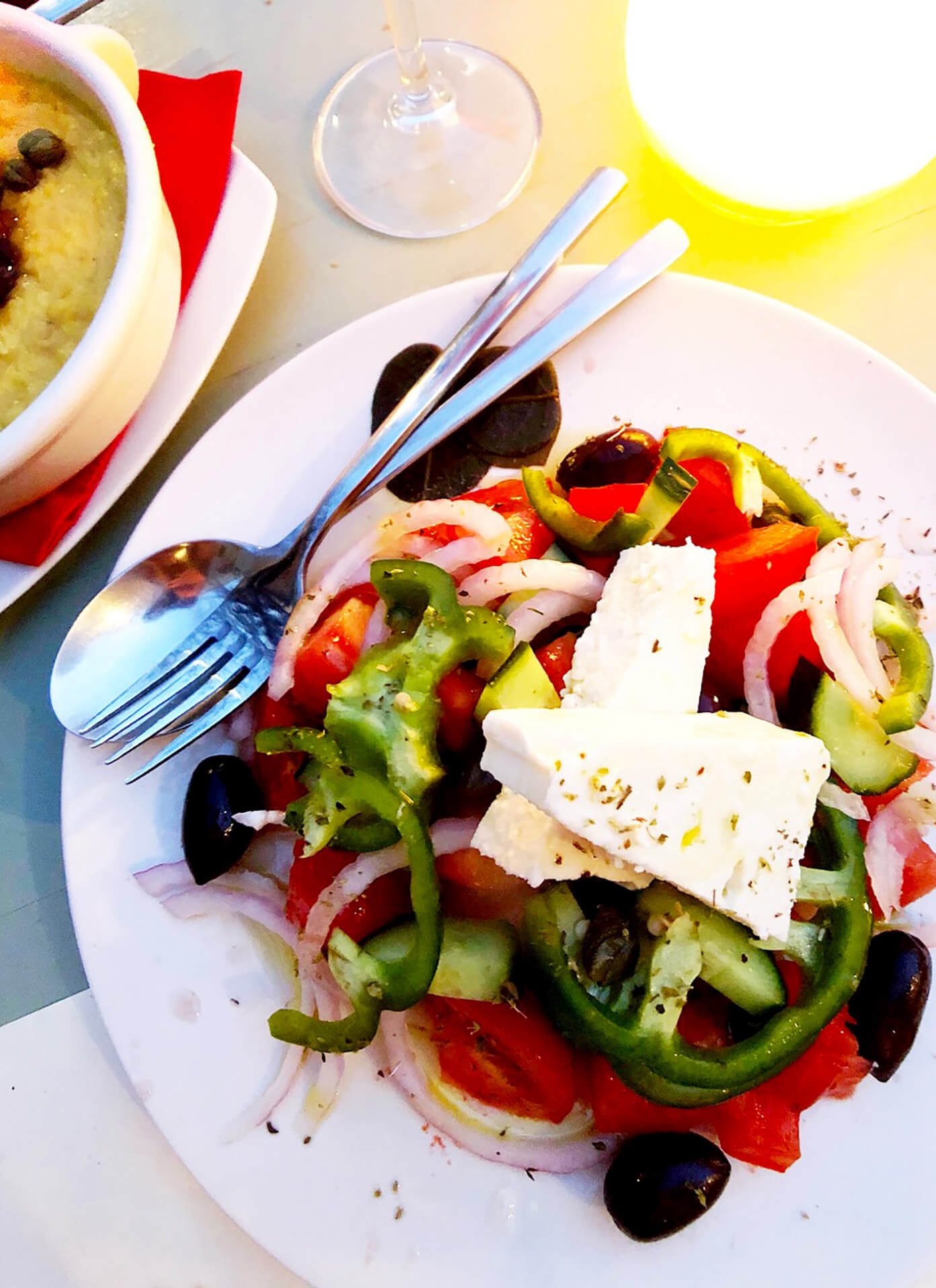 Gorgeous Greek Salad at Karma Restaurant in Santorini, Greece