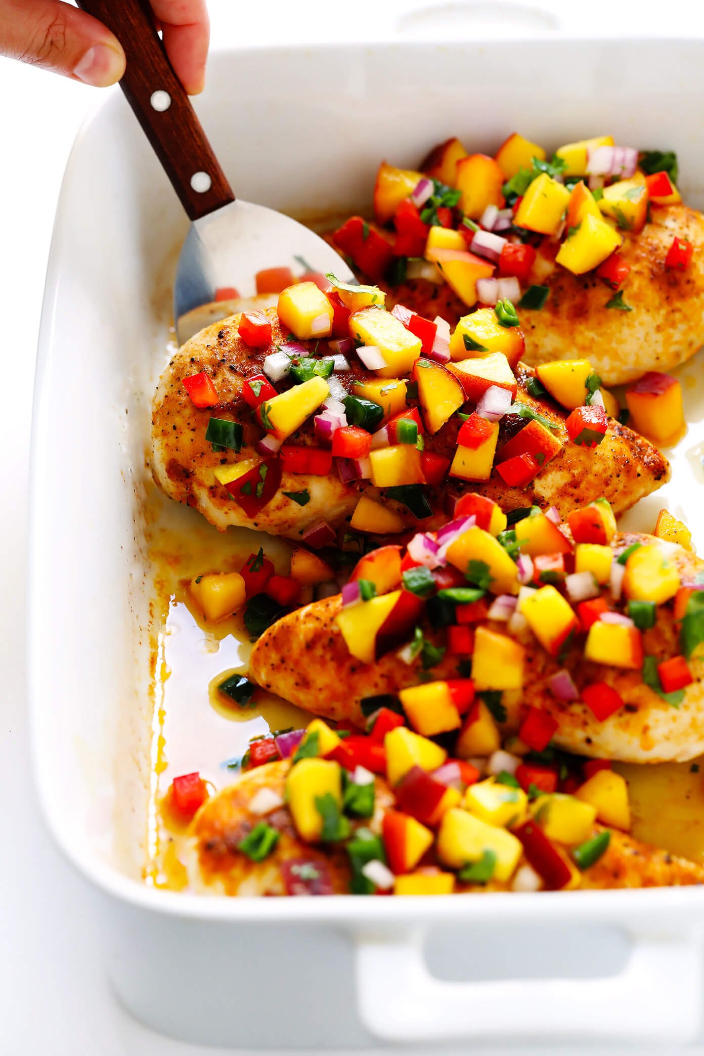Baked Ginger Chicken with Confetti Peach Salsa Recipe
