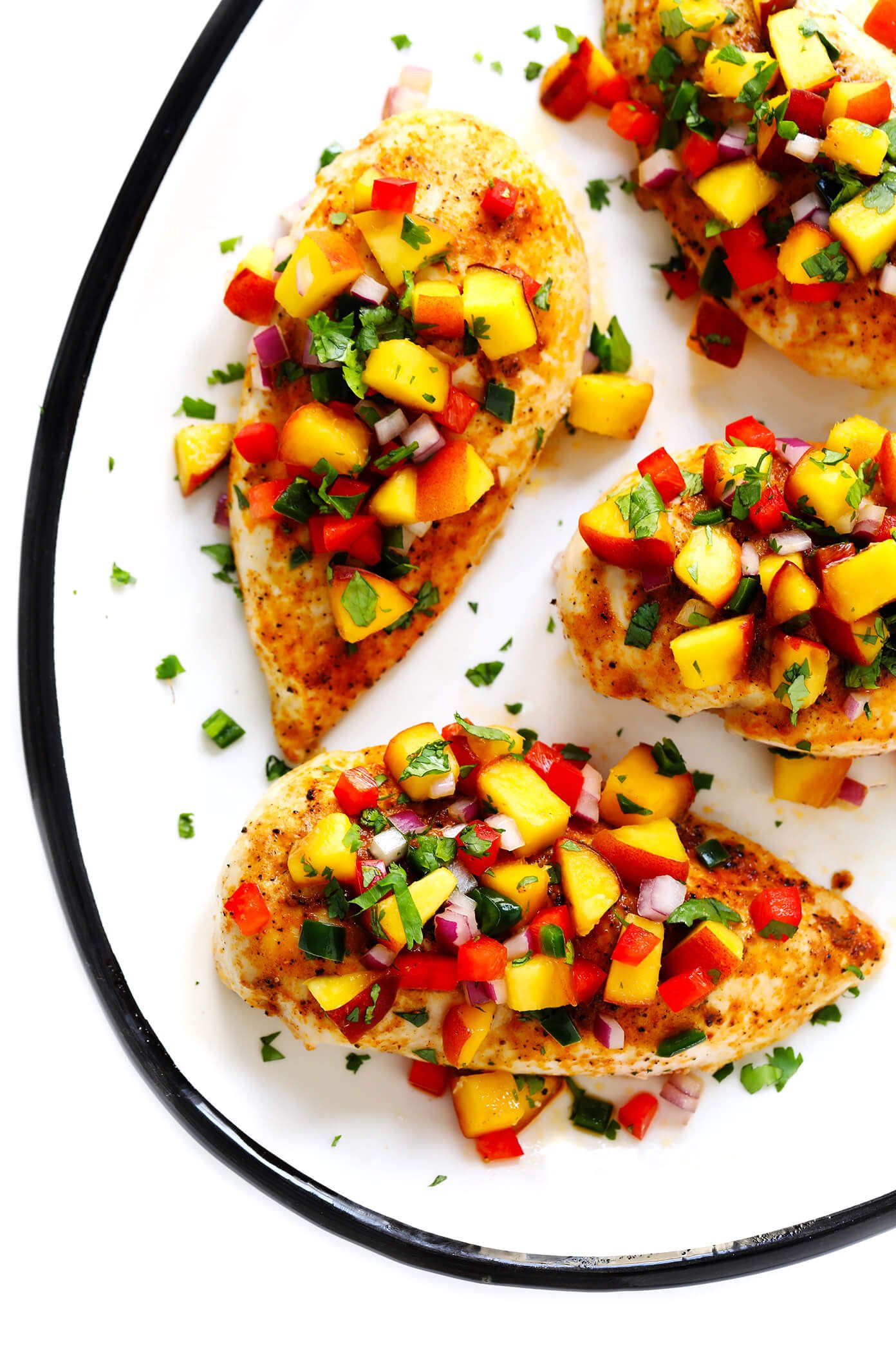 Baked Ginger Chicken Breasts with Confetti Peach Salsa