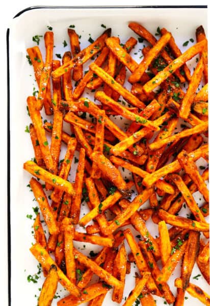The BEST Crispy Baked Sweet Potato Fries Recipe