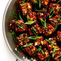 Magic Garlicky Tofu | Made with baked tofu tossed in the most delicious black pepper garlic sauce.