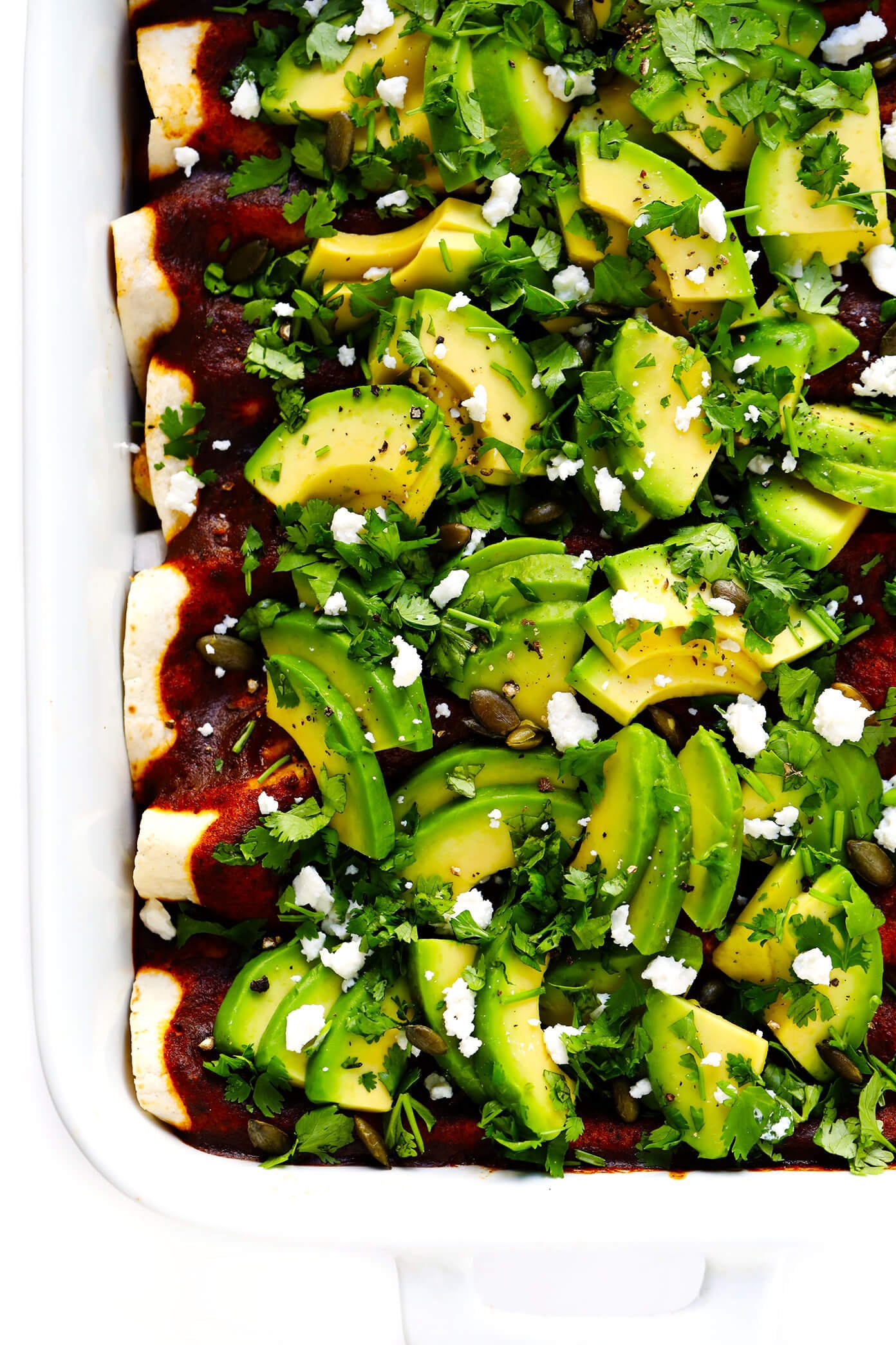 Roasted Cauliflower Enchiladas Recipe with Avocado