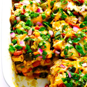 Verde Chicken Enchilada Casserole with Green Enchilada Sauce