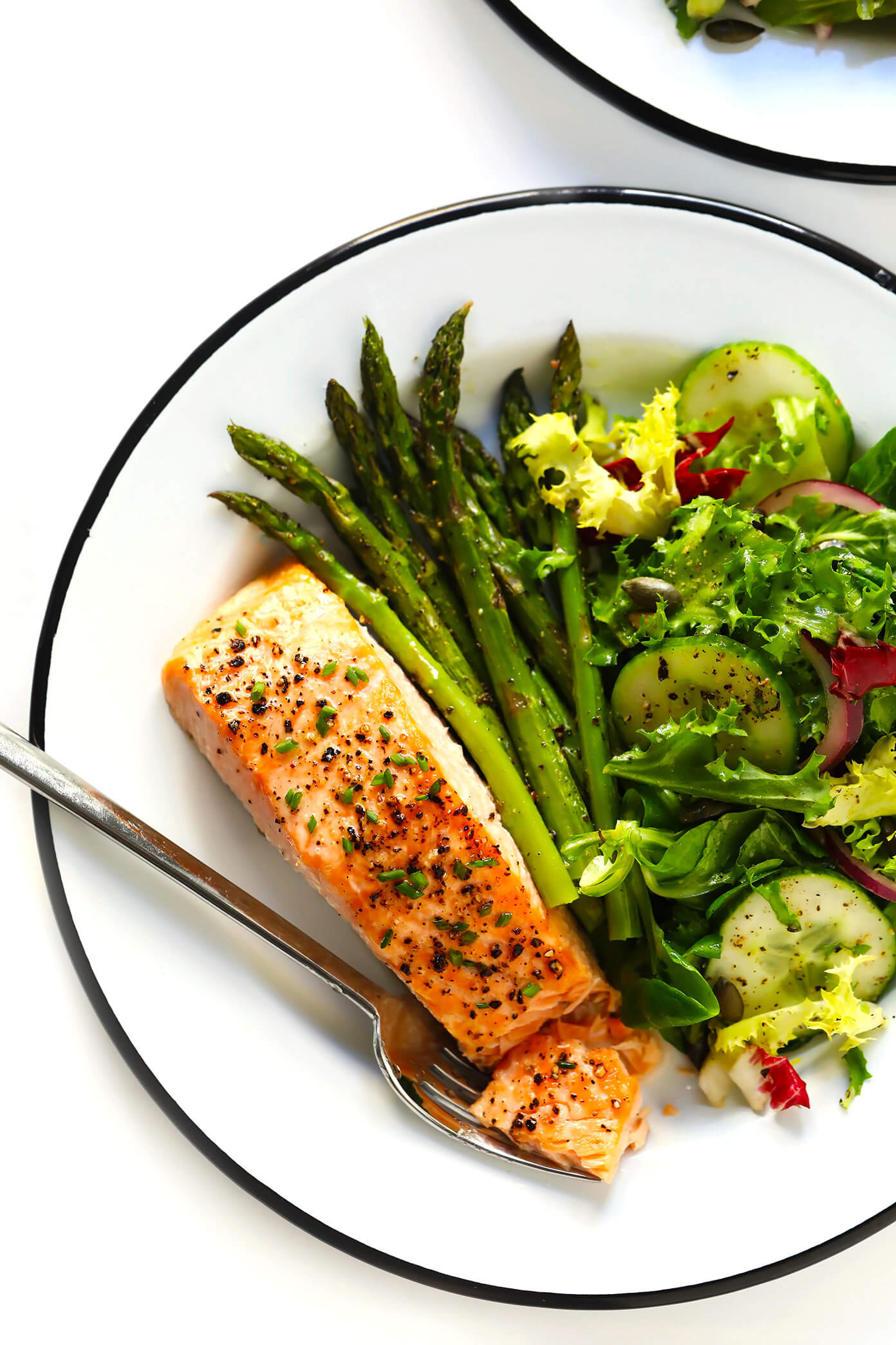 Baked Salmon Recipe with Roasted Asparagus and Everyday Salad