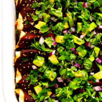 Holy Mole Enchilada | Made with chicken, pork, or your choice of vegetarian fillings