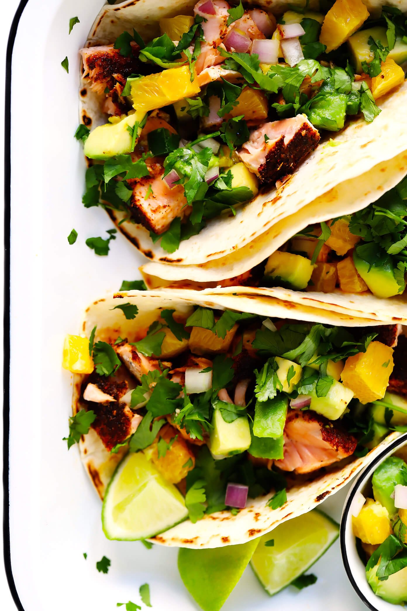 Super-Simple Salmon Tacos (with Juicy Citrus Salsa) | Gimme Some Oven