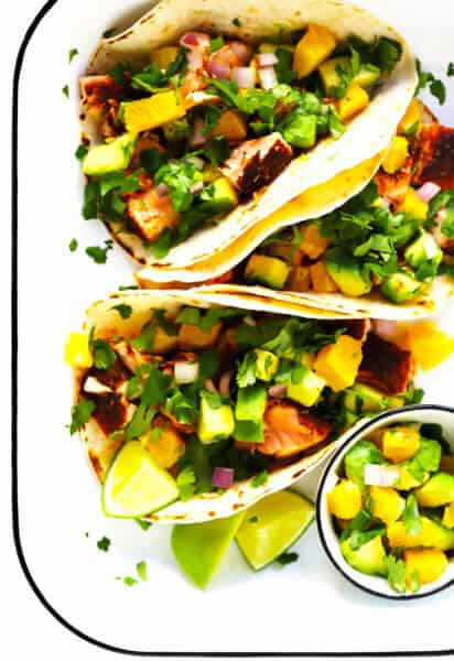 Super-Simple Salmon Tacos with Juicy Orange Avocado Salsa