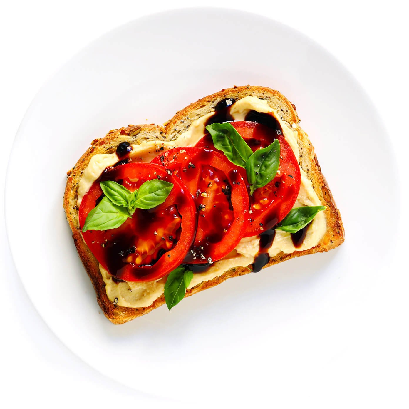 Tomato Basil Hummus Toast