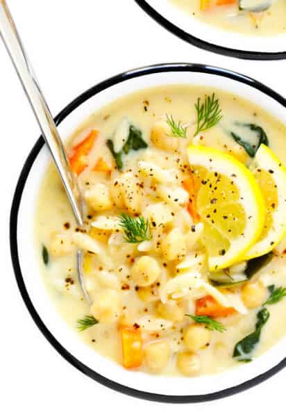 Lemony Orzo Chickpea Soup