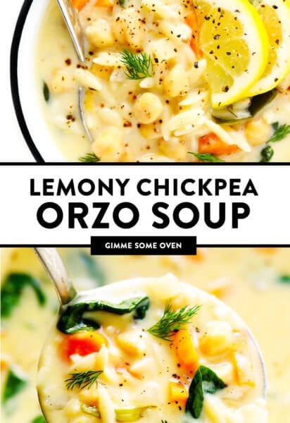 Lemony Chickpea Orzo Soup (Vegetarian)