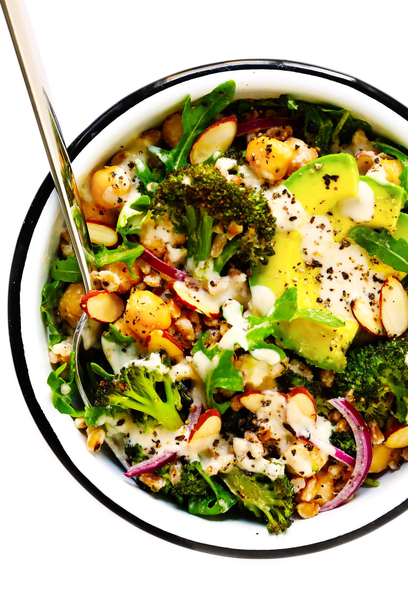 Roasted Broccoli and Farro Bowls via Gimme Some Oven