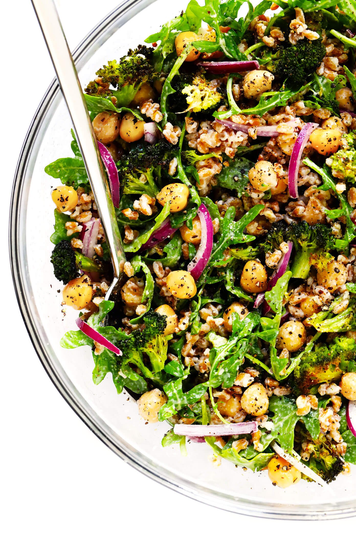 Roasted Broccoli and Farro Salad with Chickpeas