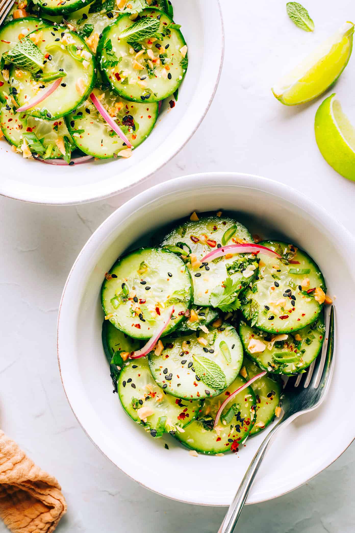 Thai Cucumber Salad in Serving Bowls