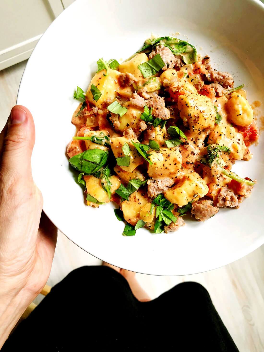 Creamy Tomato Gnocchi with Sausage and Spinach