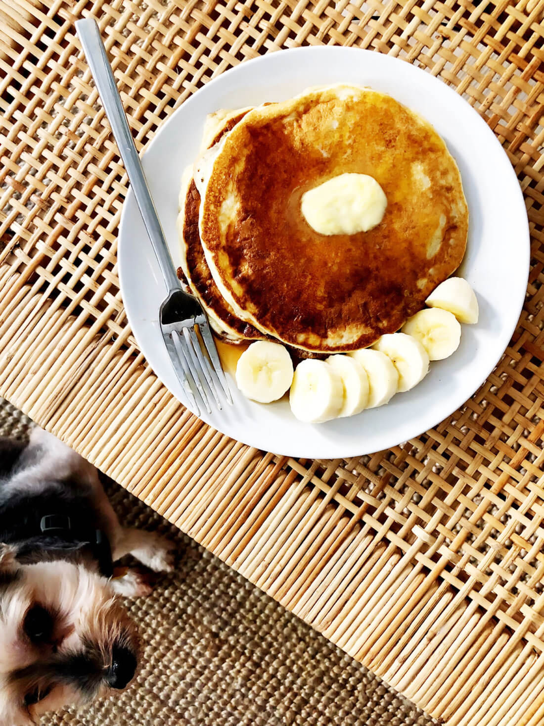 Kefir pancakes with maple syrup