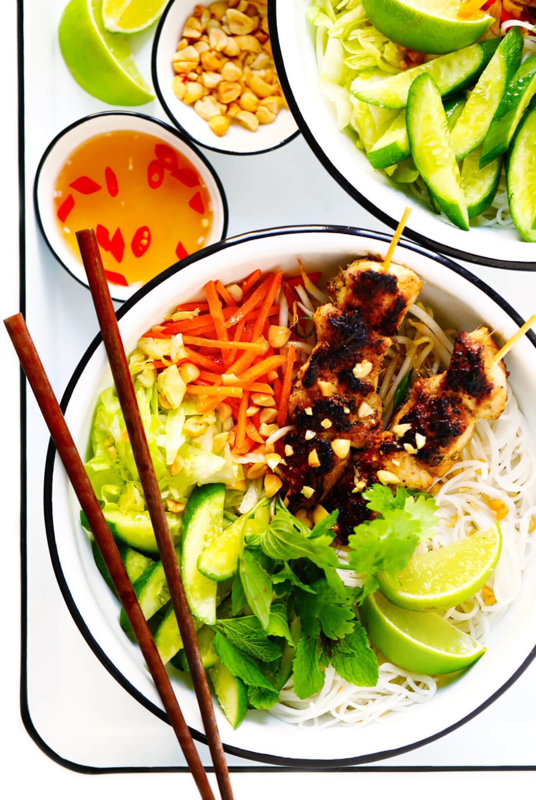 Vietnamese Bun Recipe (Chicken Noodle Bowls with Nuoc Cham)