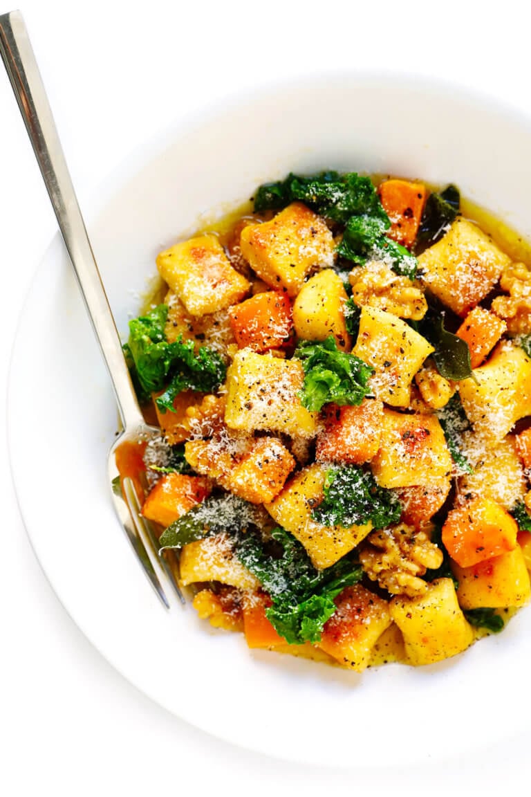 Gnocchi with Butternut Squash, Kale and Sage Brown Butter Sauce - Gimme ...