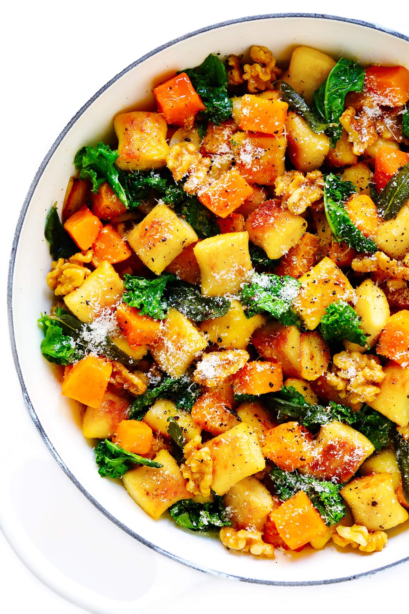 Gnocchi with Butternut Squash, Kale, Parmesan and Sage Brown Butter Sauce