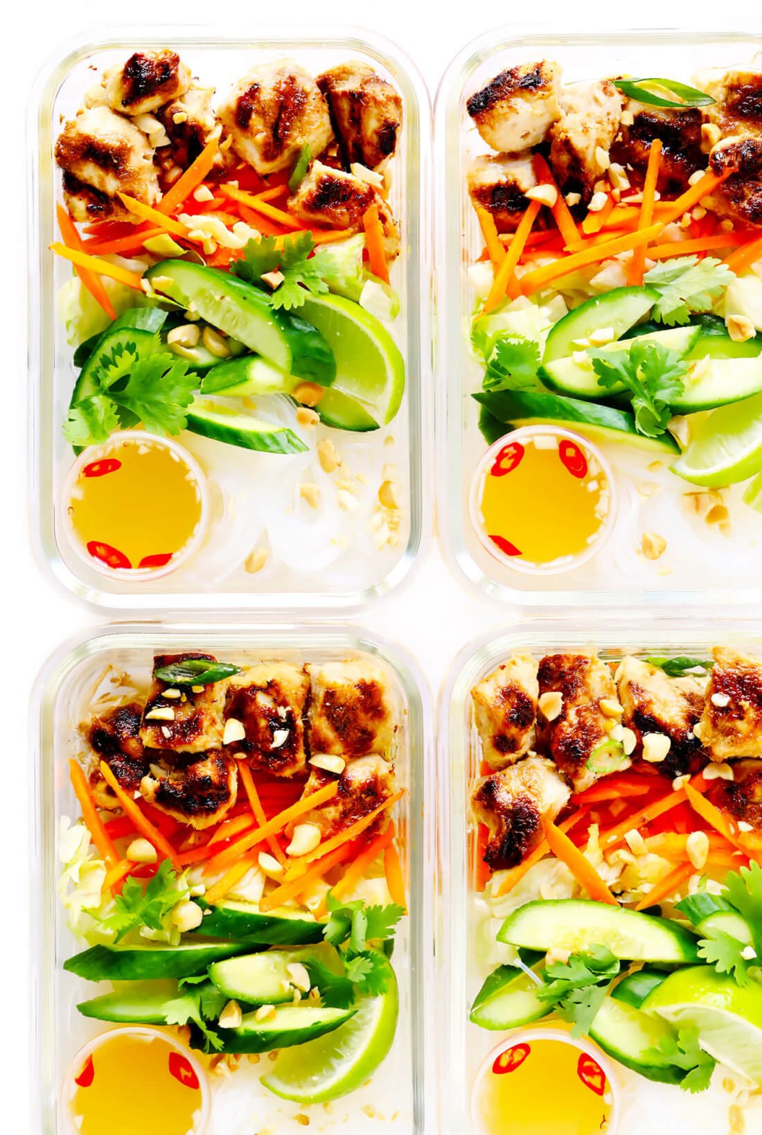 Vietnamese Chicken Noodle Bowls Meal Prep Containers