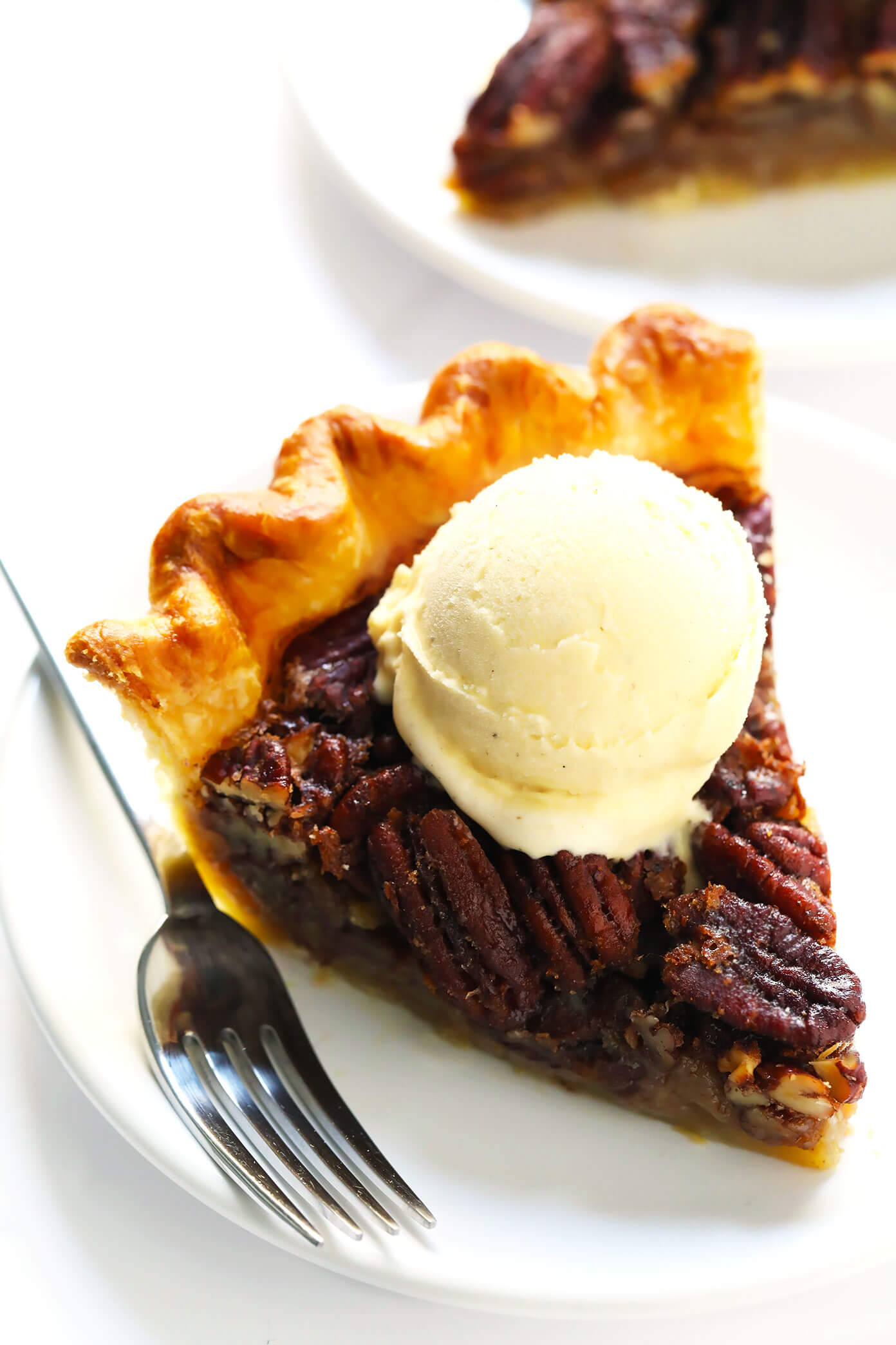 Homemade Pecan Pie with Ice Cream