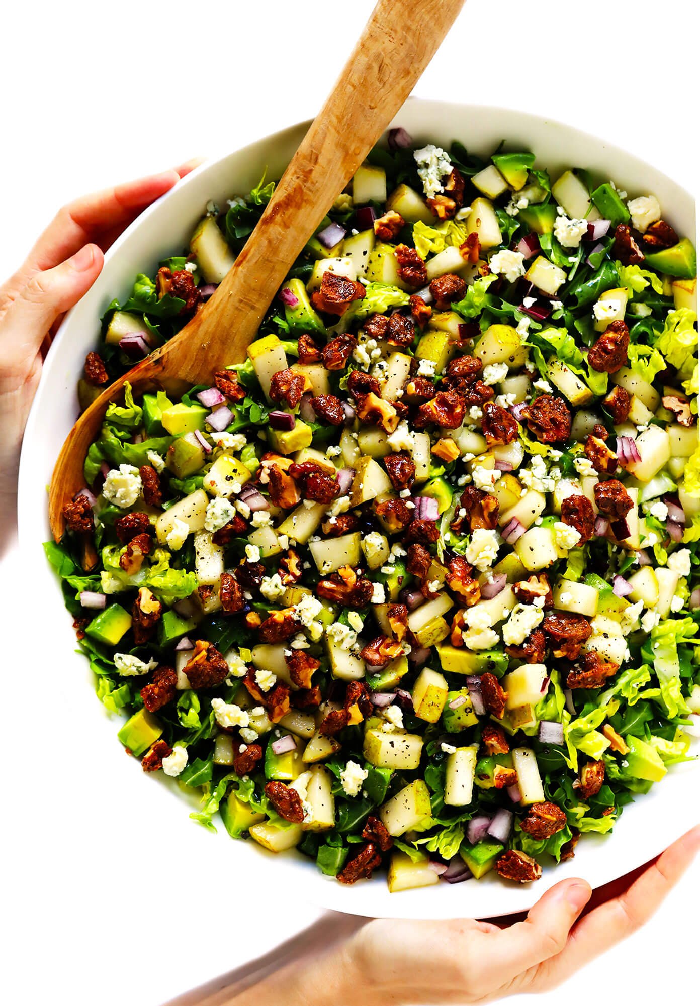 Pear Salad with Gorgonzola and Candied Walnuts - Gimme Some Oven