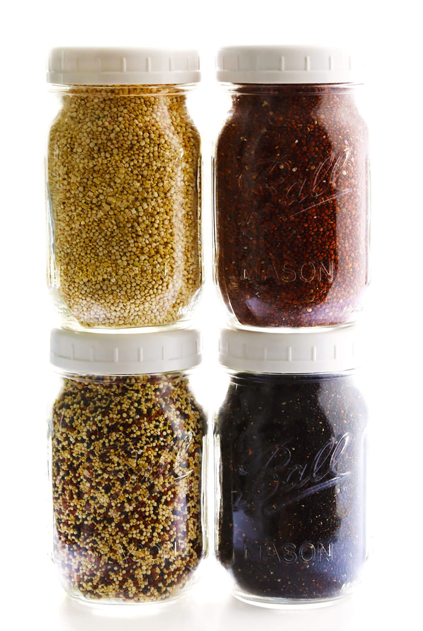 Different Colors Of Quinoa -- White (Pearl), Red, Black and Tri-Color Quinoa