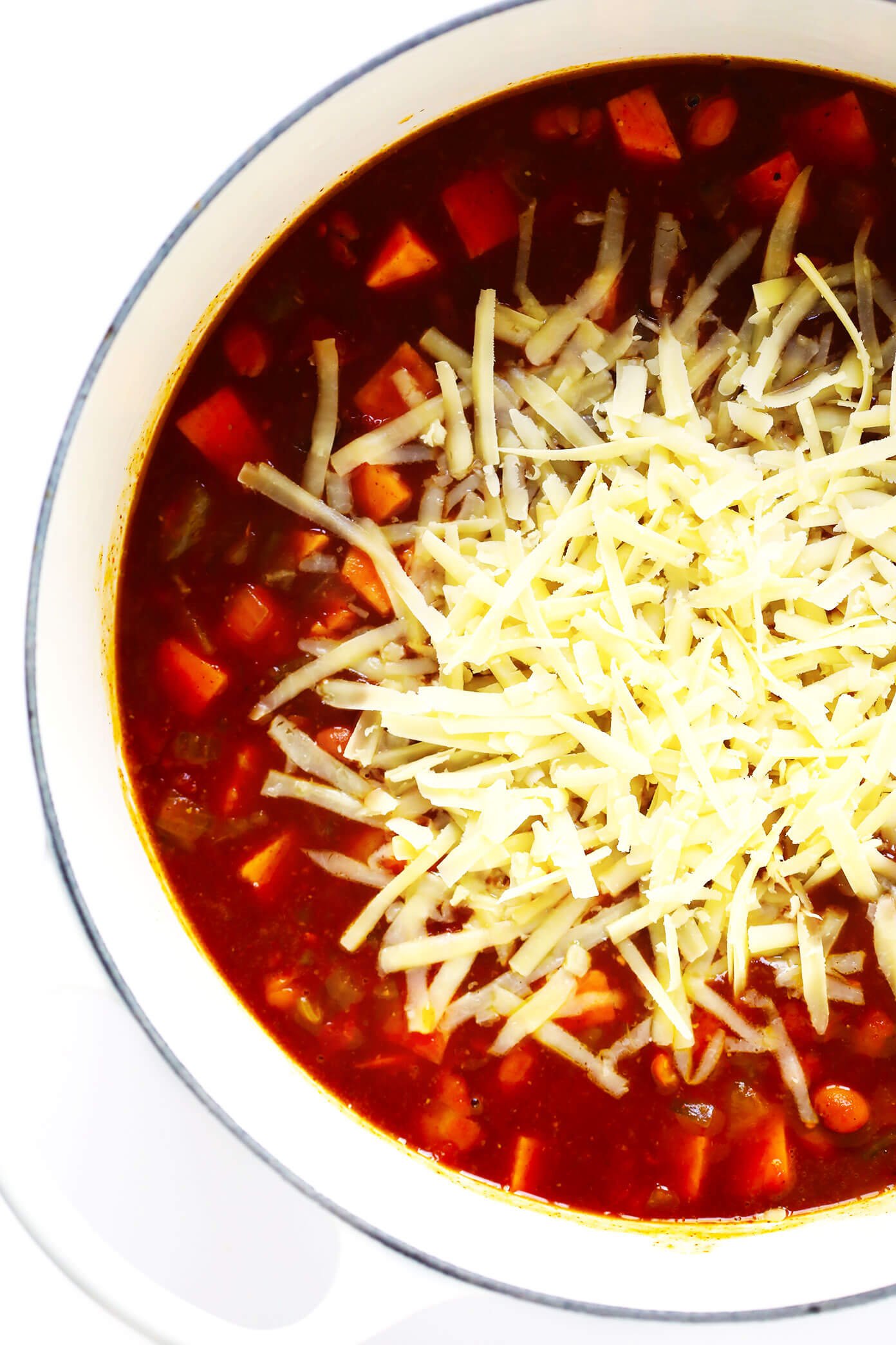 Cheesy Sweet Potato Enchilada Soup Recipe