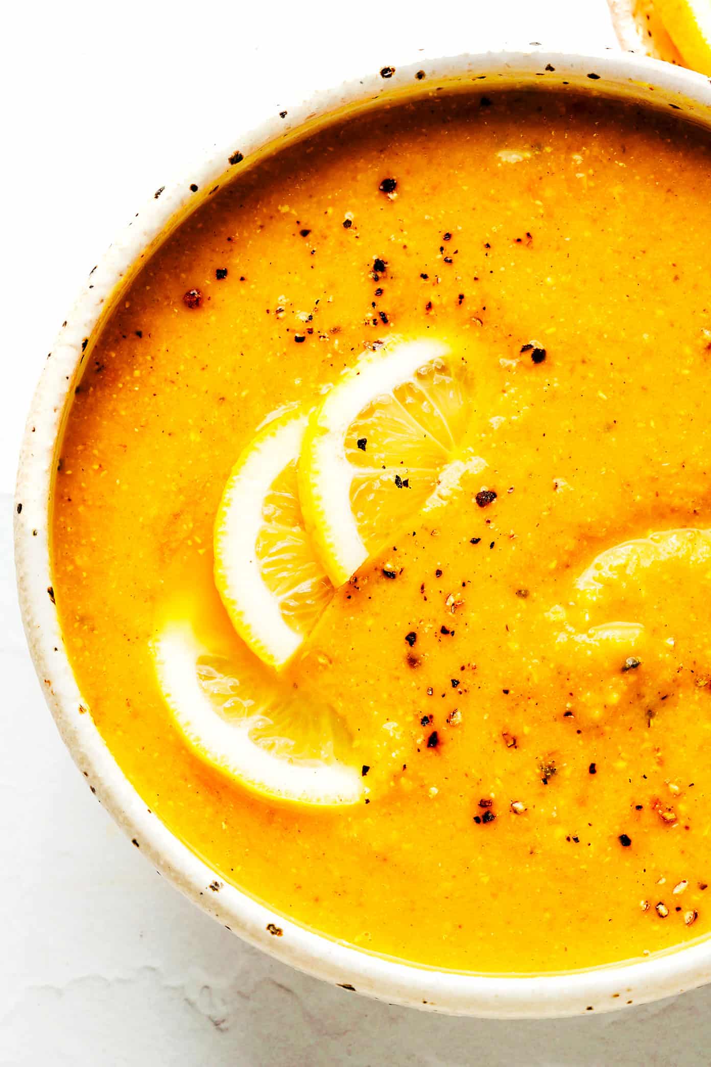Closeup of Lemony Lentil Soup in Bowl