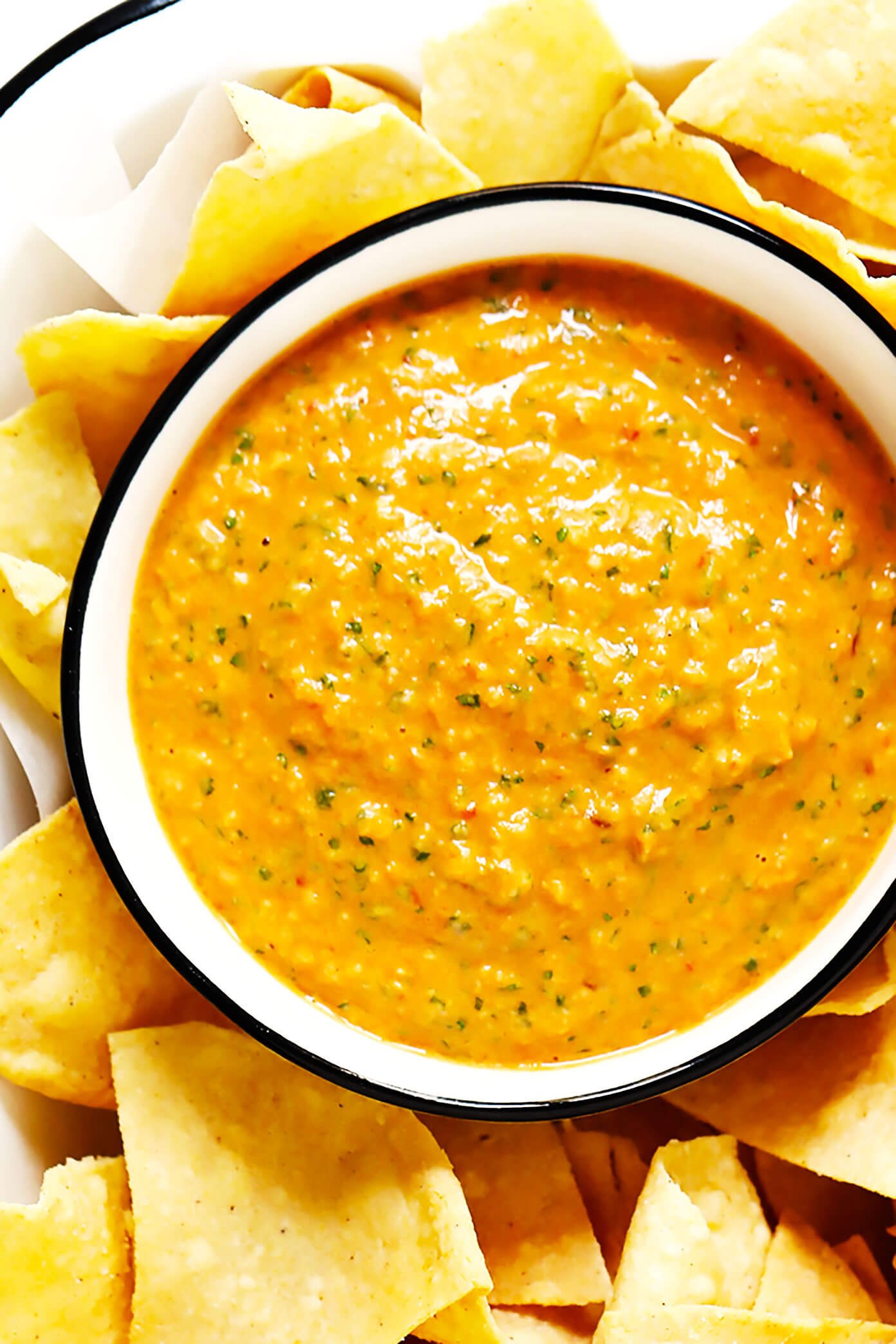Chipotle Peanut Salsa in a bowl with tortilla chips