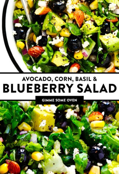 Avocado Corn Basil and Blueberry Salad