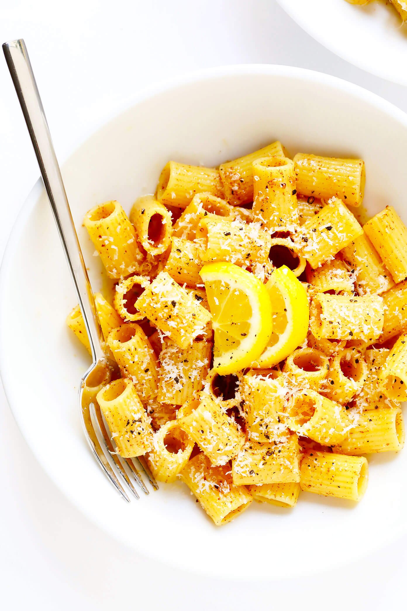 Brown Butter Lemon Pasta in Serving Dish