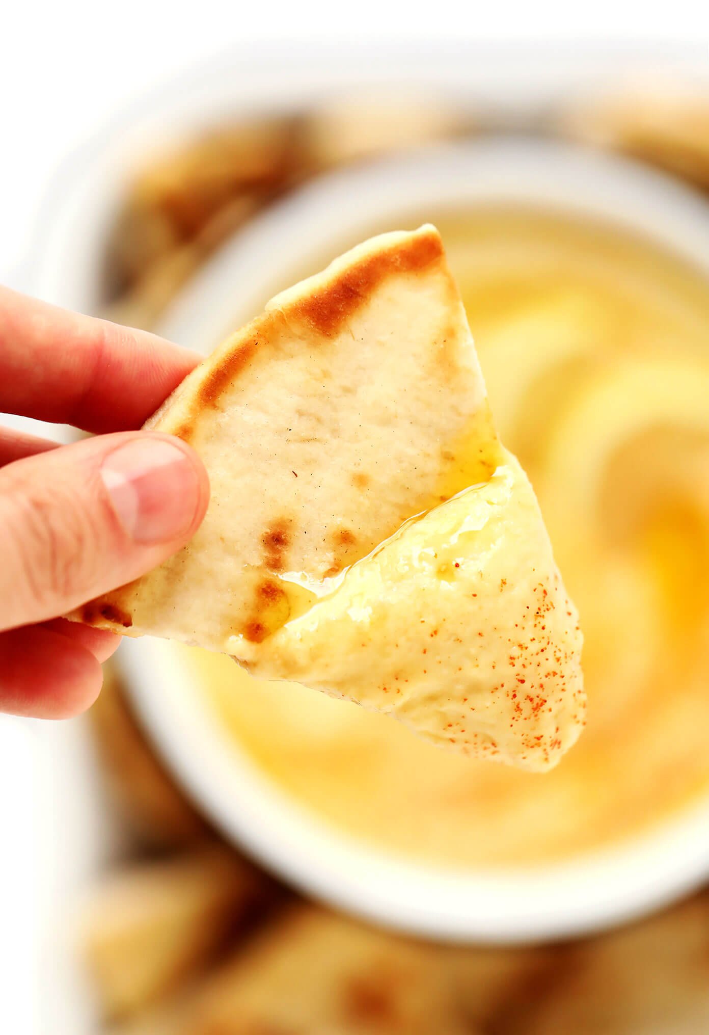 Greek Fava Dip with Pita Closeup