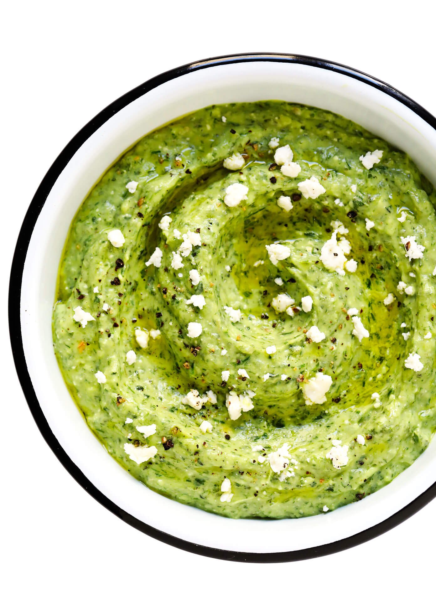 Green Goddess Dip with Crumbled Feta On Top