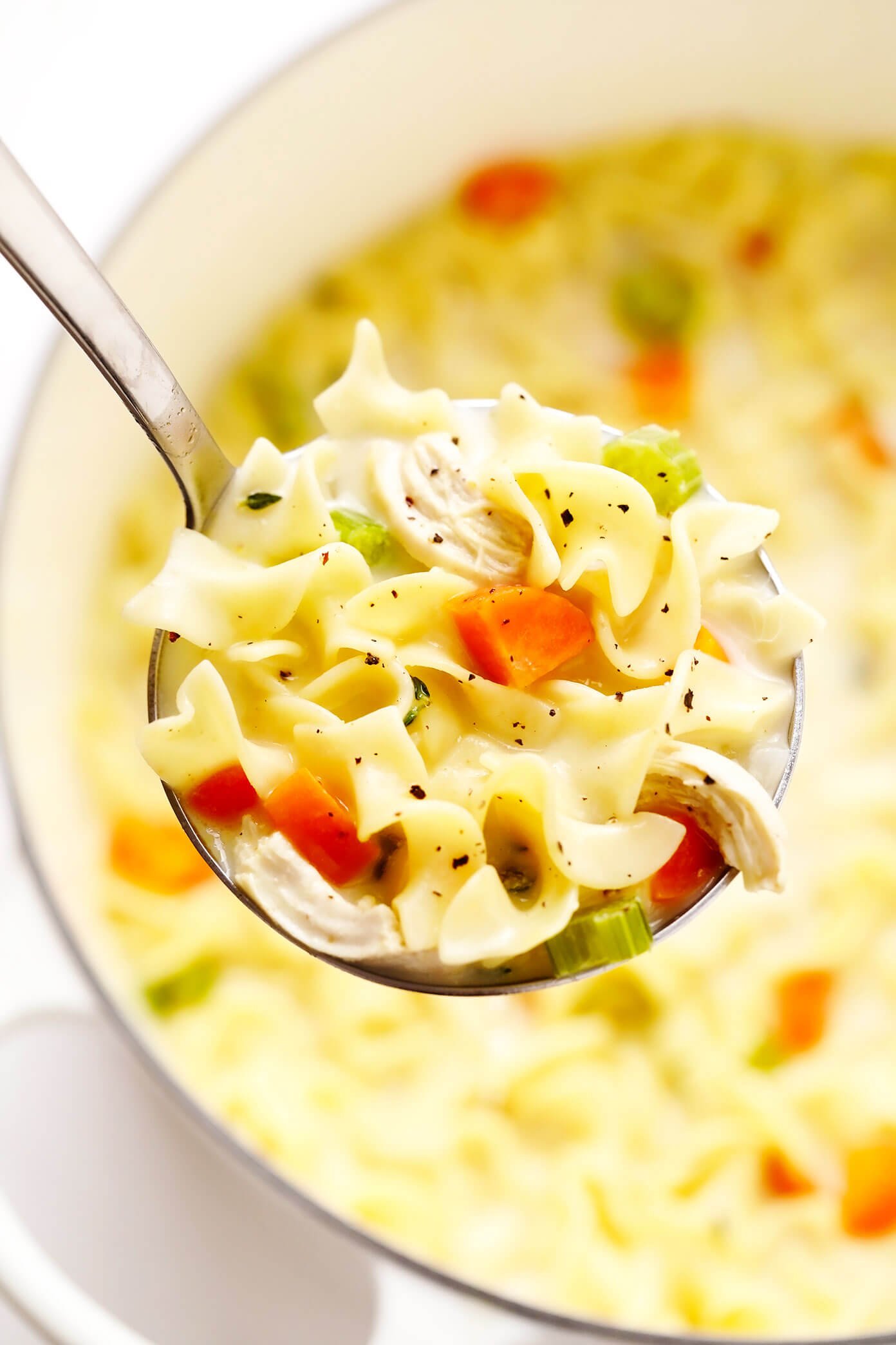 Creamy Lemon Chicken Noodle Soup - Gimme Some Oven