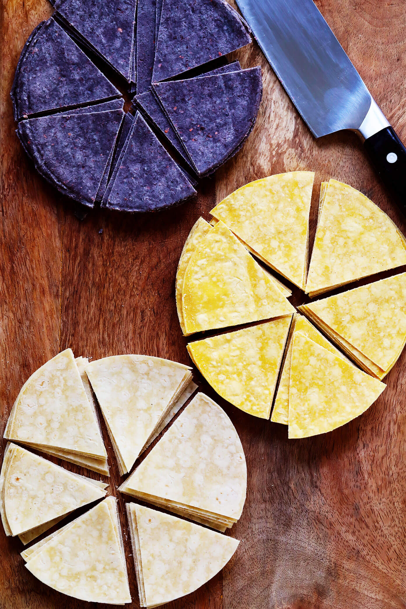 Blue, Yellow and White Corn Tortillas