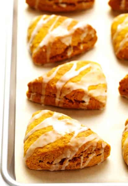 Pumpkin Scones with Vanilla Glaze