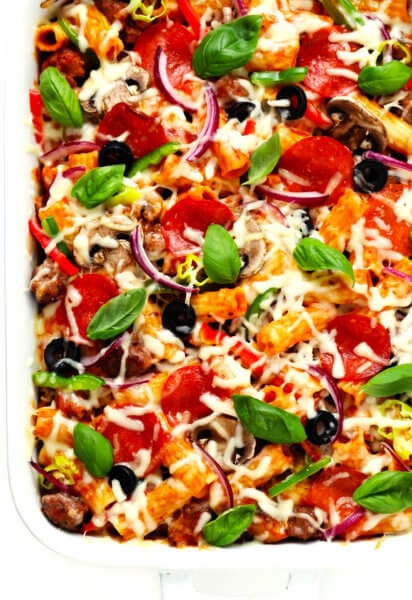 Pizza Baked Ziti Recipe in Casserole Pan