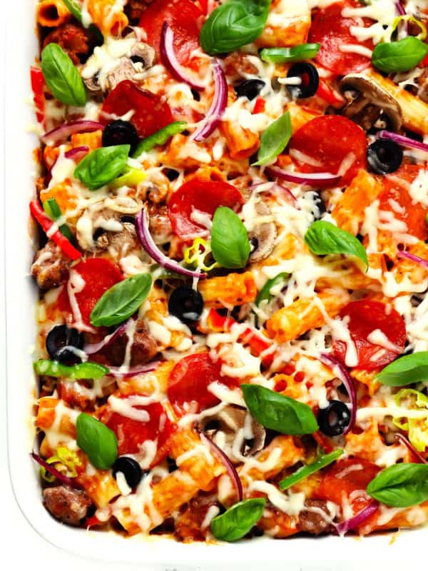 Pizza Baked Ziti Recipe in Casserole Pan