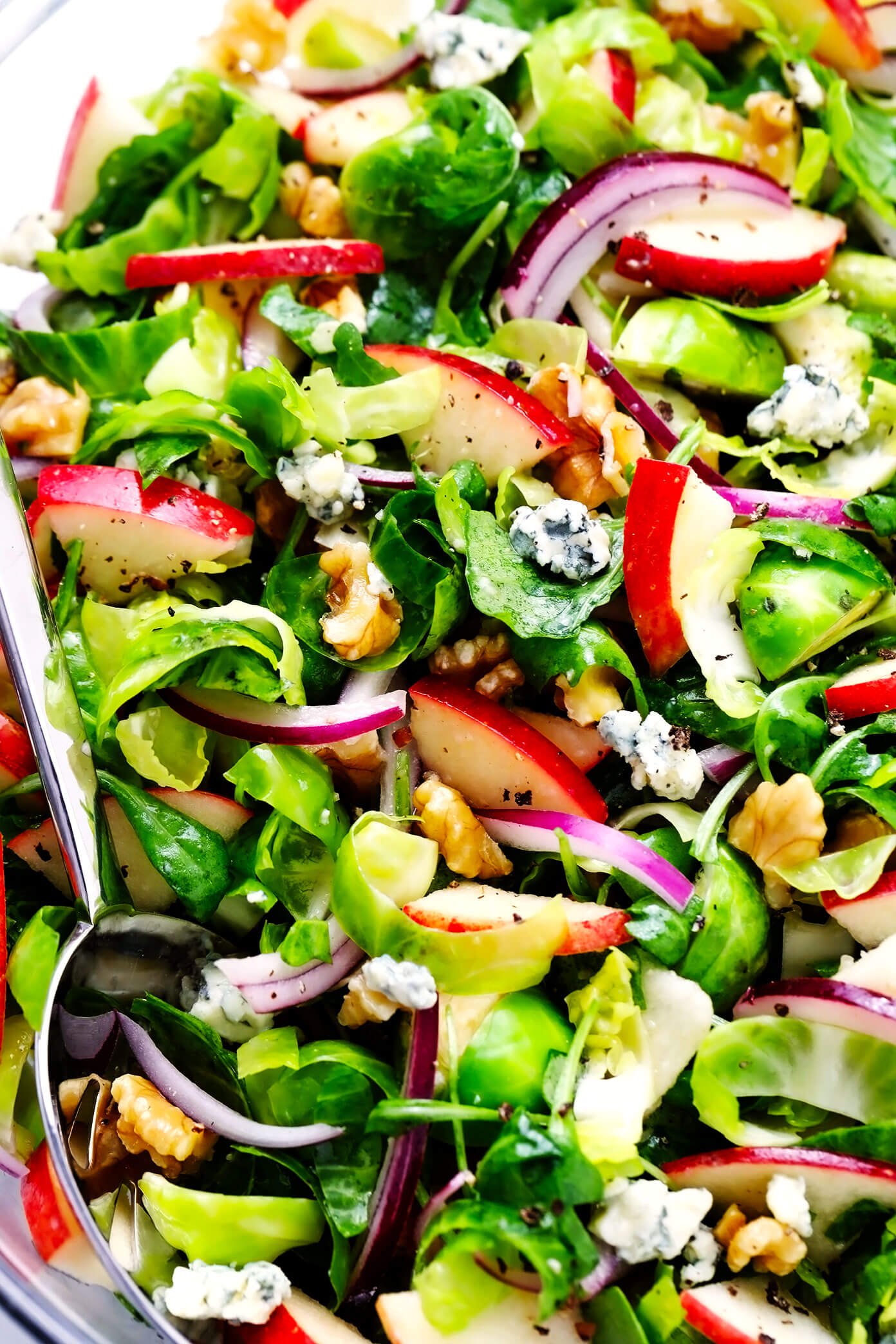 Apple Brussels Sprouts Salad Closeup