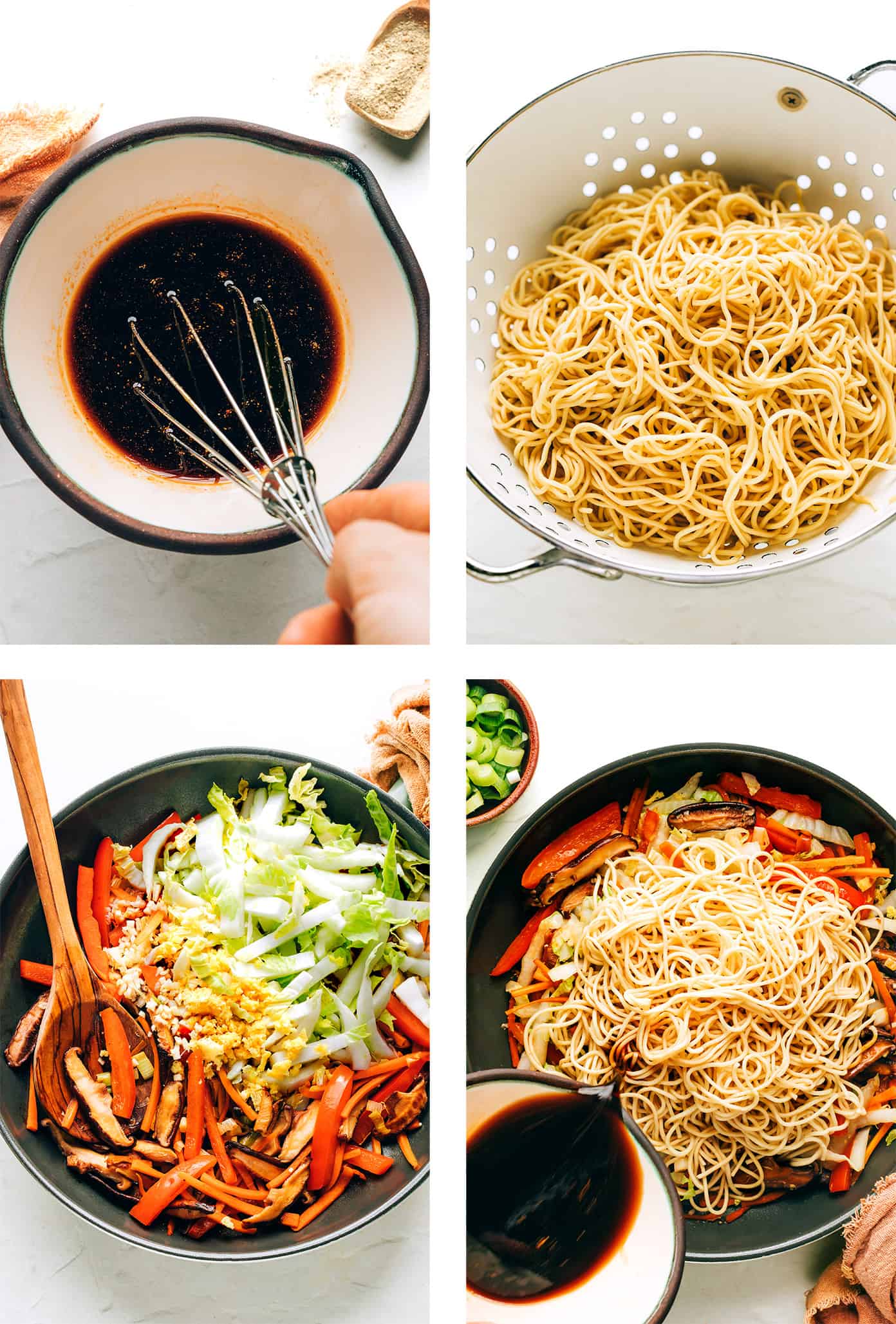 Step by step photo tutorial showing how to make chow mein