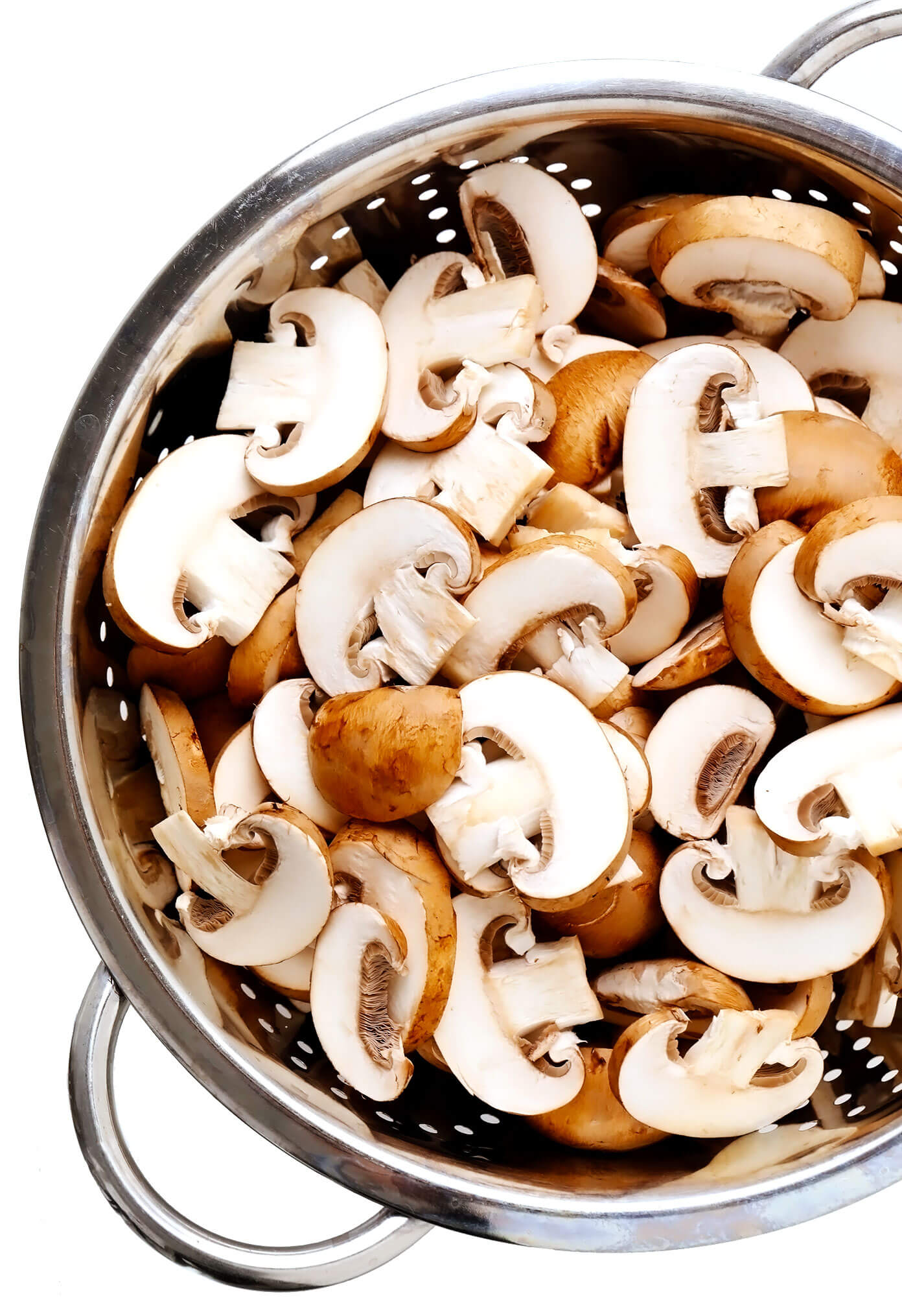 Baby Bella (Cremini) Mushrooms In Strainer