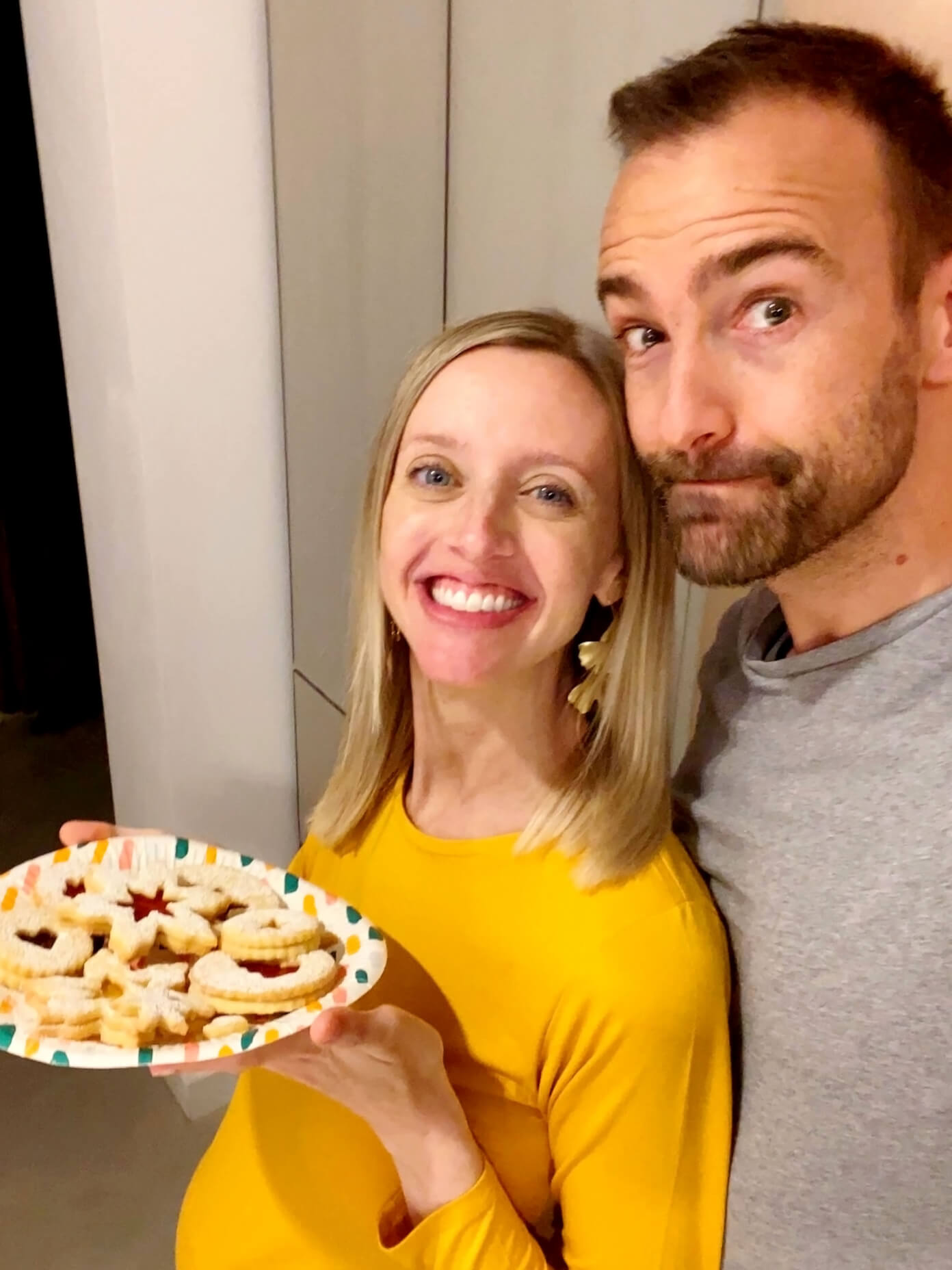 Baking linzer cookies for our neighbors